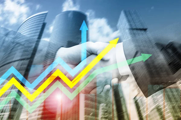 Gráfico Setas Crescimento Financeiro Conceito Investimento Negociação — Fotografia de Stock