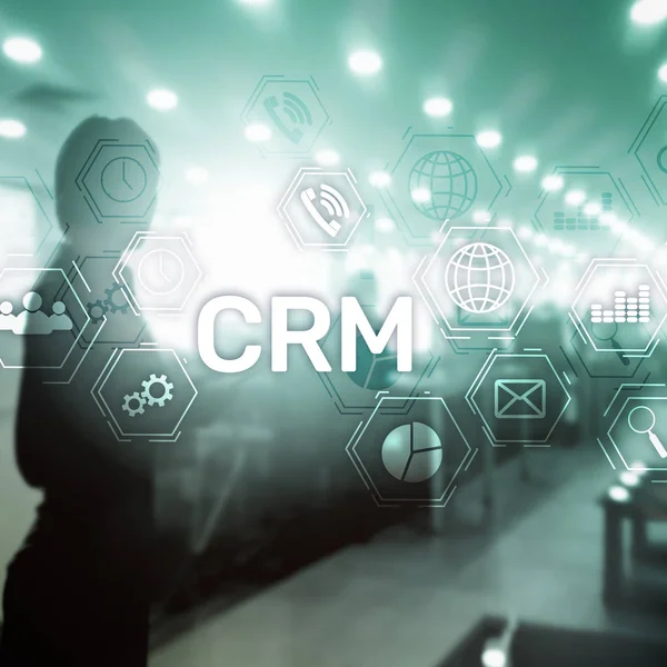 Crm Concepto Sistema Gestión Relaciones Con Cliente Sobre Fondo Borroso — Foto de Stock