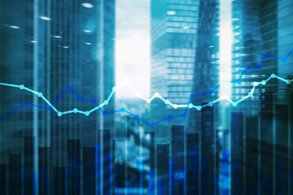 Gráficos Diagramas Financeiros Dupla Exposição — Fotografia de Stock
