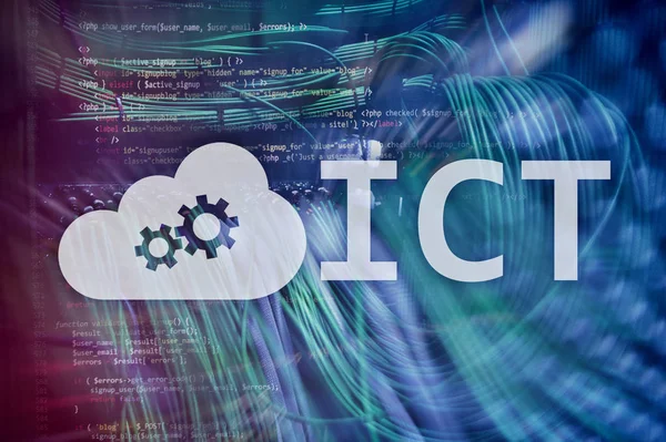 Tic Concepto Tecnología Información Las Comunicaciones Fondo Sala Servidores — Foto de Stock