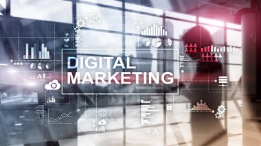 Çift Pozlama arka plan üzerinde dijital pazarlama kavramı.