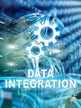 Veri entegrasyon bilgi teknolojisi kavramı sunucu Oda zemin üzerine.