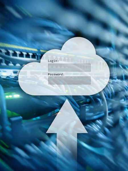 Σύννεφο Αποθήκευσης Πρόσβασης Δεδομένων Σύνδεσης Και Τον Κωδικό Πρόσβασης Παράθυρο — Φωτογραφία Αρχείου