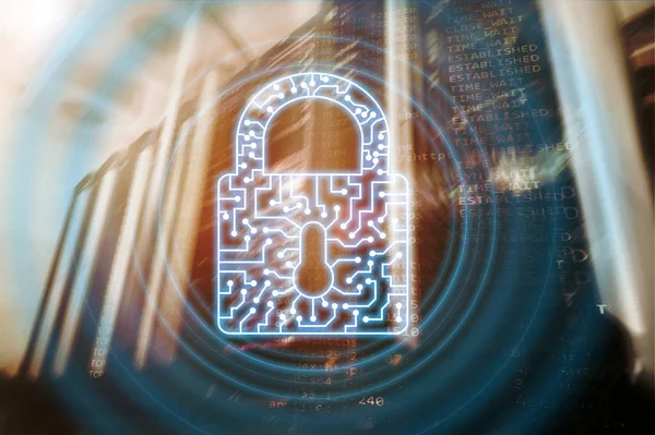 Cyber Security Låssymbolen Sekretesskydd Data Information Internet Och Teknik Koncept — Stockfoto