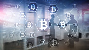 Bitcoin, sunucu Oda zemin üzerine Blockchain kavramı.