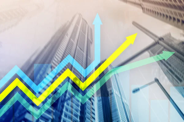 Financial Growth Arrows Graph Investment Trading Concept — Stock Photo, Image