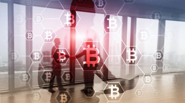 Bitcoin, sunucu Oda zemin üzerine Blockchain kavramı.