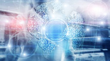 3D Dünya hologram, küre, Www, küresel iş ve telekomünikasyon. 3D Dünya hologram, küre, Www, küresel iş ve telekomünikasyon.