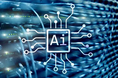 AI, yapay zeka, otomasyon ve modern bilgi teknolojisi kavramı sanal ekran üzerinde.