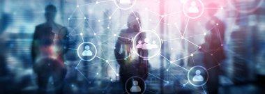 İnsanlar ilişkisi ve organizasyon yapısı. Sosyal medya. İş ve iletişim teknoloji kavramı.