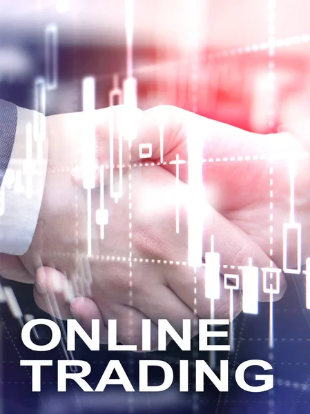 Perdagangan Online Forex Konsep Investasi Pada Latar Belakang Pusat Bisnis — Stok Foto