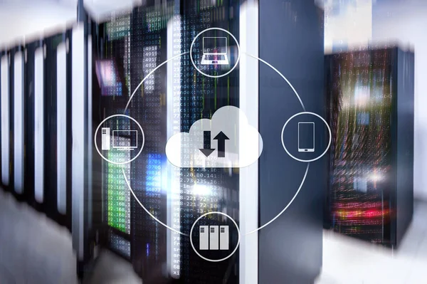 Хмарний Сервер Обчислення Зберігання Обробка Даних Концепція Інтернету Технології — стокове фото