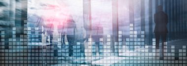 Mali grafik üzerinde bulanık gökdelen office arka plan.