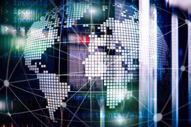 Telekomünikasyon ve internet teknoloji kavram olarak 3B dünya.