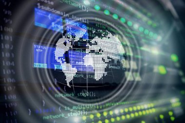 Planet Earth Hologram küre küresel iletişim dünya geniş iş kavramı.