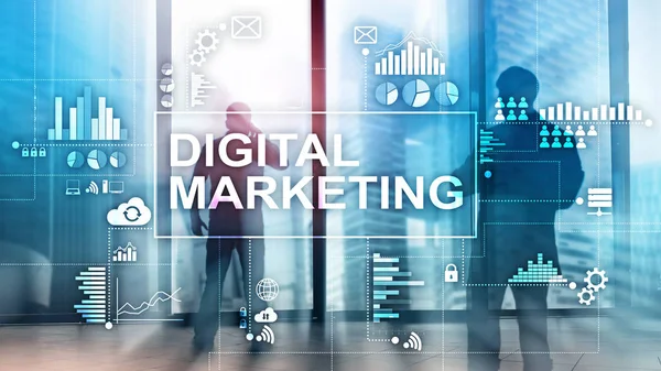 Digital Marketing Concept Double Exposure Background — Stock Photo, Image