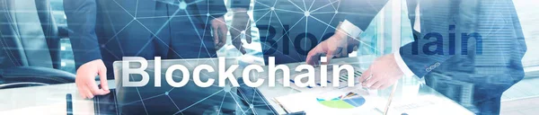 Blockchain Revolution Innovation Technology Modern Business Website Header Banner — Stock Photo, Image