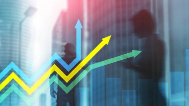 Finansal büyüme okları grafiği. Yatırım ve ticaret kavramı.