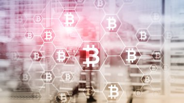 Bitcoin, sunucu Oda zemin üzerine Blockchain kavramı.
