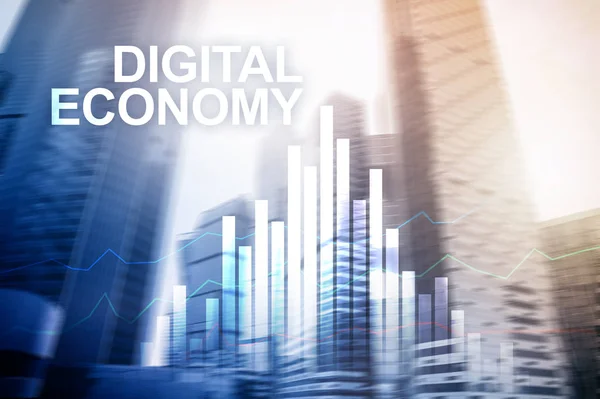 Economia Digitale Concetto Tecnologia Finanziaria Sfondo Sfocato — Foto Stock