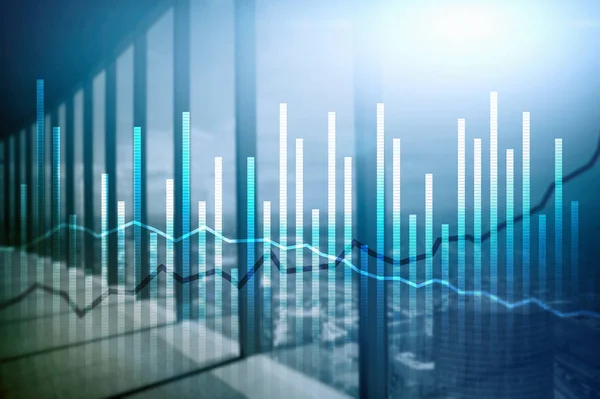 Dubbel Exponering Ekonomi Tillväxt Diagram Suddig Bakgrund Affärsverksamhet Och Investeringar — Stockfoto