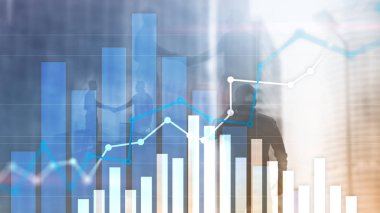 Finansal büyüme grafiği. Strateji konsept pazarlama satış artırın. Finansal büyüme grafiği. Satışları artırmak, pazarlama stratejisi kavramı.