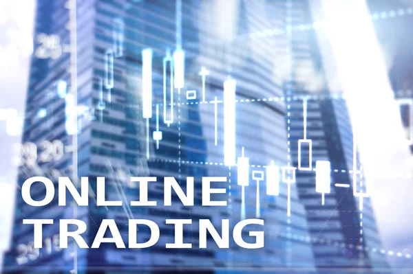 Online Συναλλαγών Forex Επενδυτική Ιδέα Σχετικά Φόντο Θολή Επιχειρηματικό Κέντρο — Φωτογραφία Αρχείου