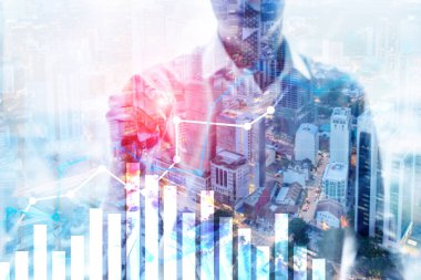 Finansal büyüme grafiği. Strateji konsept pazarlama satış artırın. Finansal büyüme grafiği. Satışları artırmak, pazarlama stratejisi kavramı.