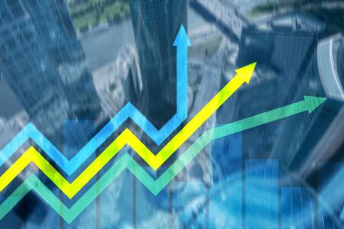 Finansal büyüme okları grafiği. Yatırım ve ticaret kavramı.