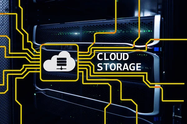 Cloud Data Storage Concept Server Room Background — Stock Photo, Image