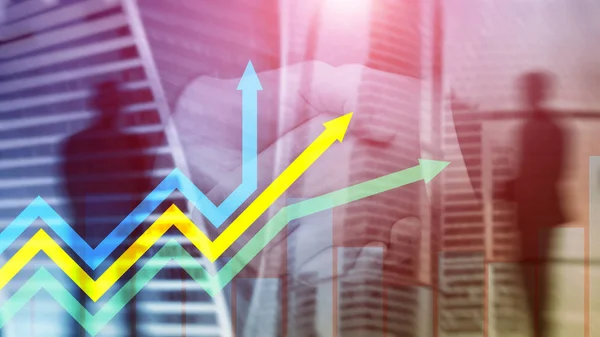 Gráfico Setas Crescimento Financeiro Conceito Investimento Negociação — Fotografia de Stock