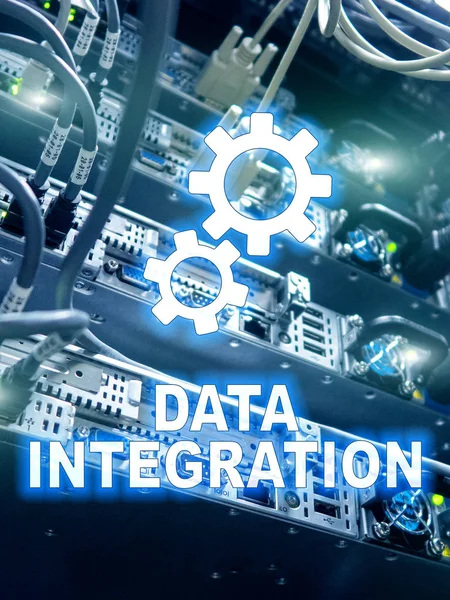 Концепція Інформаційних Технологій Інтеграції Даних Фоні Серверної Кімнати — стокове фото