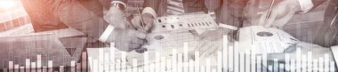 İş ve finans grafik üzerinde arka plan bulanık. Ticaret, yatırım ve ekonomi kavramı. Web sitesi başlık banner.
