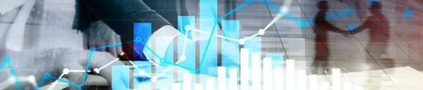 Pénzügyi Növekedés Grafikonon Értékesítés Növelése Marketing Stratégia Koncepciót Weboldal Fejléc — Stock Fotó