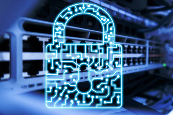 Значок Блокування Кібербезпеки Інформація Конфіденційність Захист Даних Інтернет Концепція Технології — стокове фото