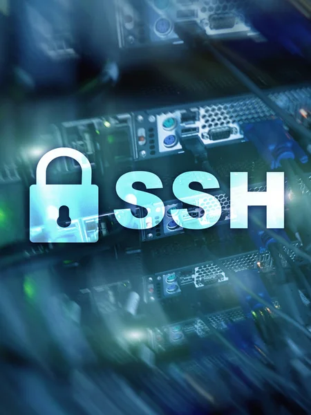 SSH, Secure Shell protocol and software. Data protection, internet and telecommunication concept.