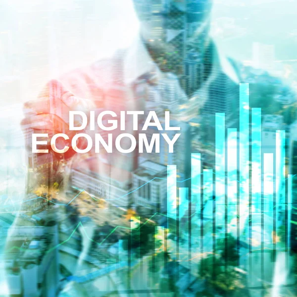 Digital Economy Financial Technology Concept Blurred Background — Stock Photo, Image