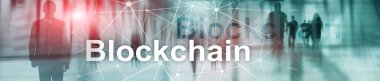 Blockchain devrim, yenilik teknoloji modern iş. Web sitesi başlık banner.