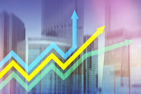 Gráfico Setas Crescimento Financeiro Conceito Investimento Negociação — Fotografia de Stock