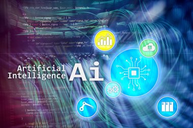 AI, yapay zeka, otomasyon ve modern bilgi teknolojisi kavramı sanal ekran üzerinde.