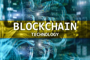 Blockchain teknoloji, cryptocurrency incelemesi. Sunucu odası