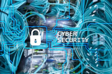 Siber güvenlik, bilgi Gizlilik ve veri koruma kavramı sunucu üzerinde arka plan Oda.