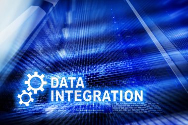 Veri entegrasyon bilgi teknolojisi kavramı sunucu Oda zemin üzerine.