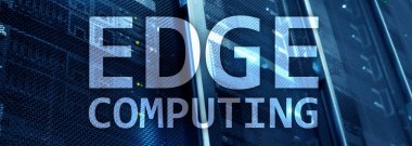 Bilgisayar, internet ve modern teknoloji kavramı modern sunucu Oda arka plan üzerinde kenar.