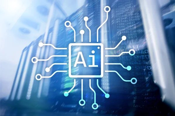 AI, yapay zeka, otomasyon ve modern bilgi teknolojisi kavramı sanal ekran üzerinde.