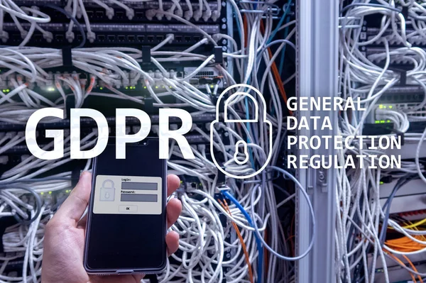 Rgpd Cumplimiento Normativa General Protección Datos Fondo Sala Servidores — Foto de Stock