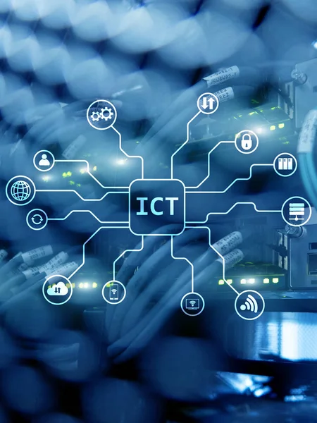 Tic Concepto Tecnología Información Las Comunicaciones Fondo Sala Servidores — Foto de Stock