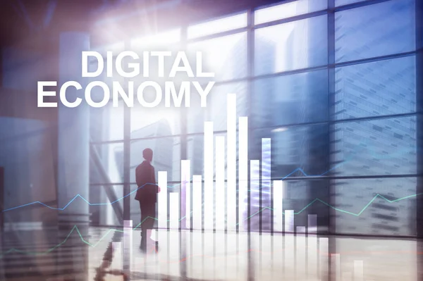Economia Digital Conceito Tecnologia Financeira Fundo Turvo — Fotografia de Stock