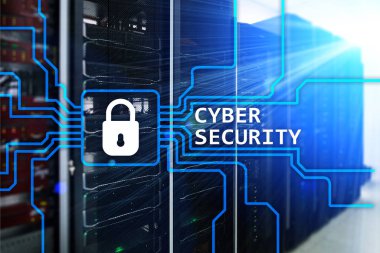 Siber güvenlik, bilgi Gizlilik ve veri koruma kavramı sunucu üzerinde arka plan Oda.