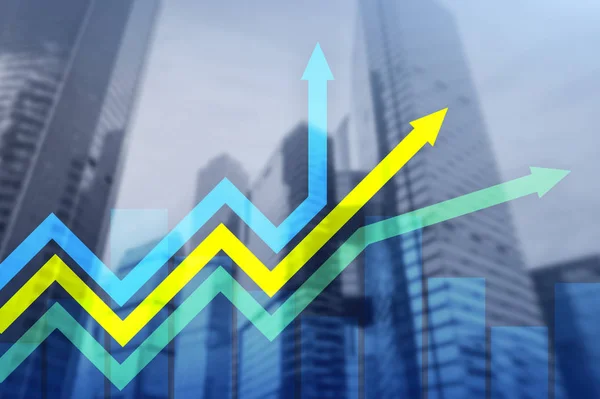 Gráfico Setas Crescimento Financeiro Conceito Investimento Negociação — Fotografia de Stock